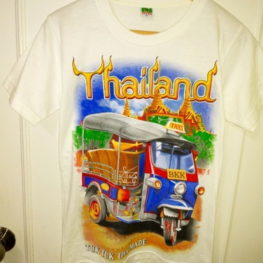 Women's XS Thailand Tuk Tuk Graphic T-Shirt Dual Sided